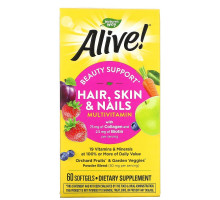 Nature's Way, Alive! Hair, Skin & Nails Multi-Vitamin, Strawberry, 60 Softgels