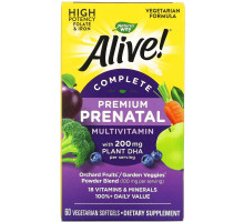 Nature's Way, Alive! Complete Premium Prenatal Multivitamin, 200 mg, 60 Vegetarian Softgels