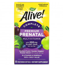 Nature's Way, Alive! Complete Premium Prenatal Multivitamin, 200 mg, 60 Vegetarian Softgels