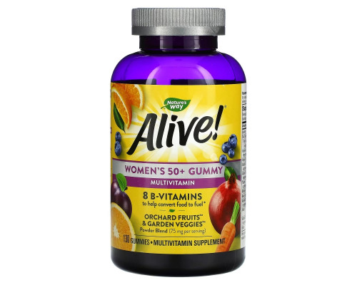 Nature's Way, Alive! Women's 50+ Gummy Multivitamins, Mixed Berry, 130 Gummies Nature's Way, Alive! Women's 50+ Gummy Multivitamins, Mixed Berry, 130 Gummies