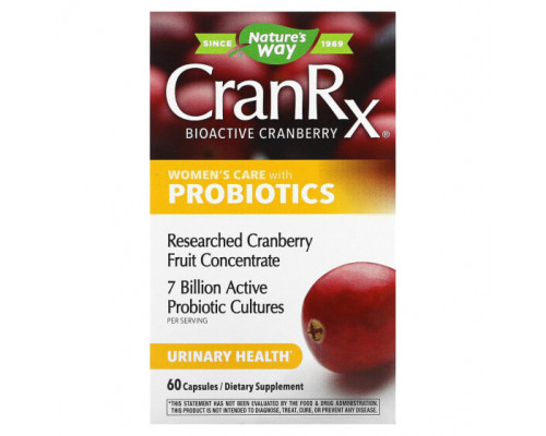 Пребиотики и пробиотики Nature's Way, CranRx, уход для женщин с пробиотиками, 60 капсул Пребиотики и пробиотики Nature's Way, CranRx, уход для женщин с пробиотиками, 60 капсул