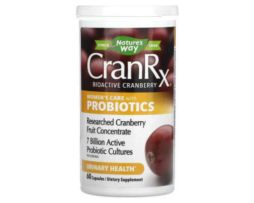 Пребиотики и пробиотики Nature's Way, CranRx, уход для женщин с пробиотиками, 60 капсул Пребиотики и пробиотики Nature's Way, CranRx, уход для женщин с пробиотиками, 60 капсул