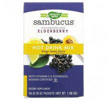 Фрукты и ягоды Nature's Way, Sambucus, смесь для приготовления горячих напитков, стандартизированная бузина, мед, лимон и ягоды, 10 пакетиков по 5,1 г (0,18 унции)