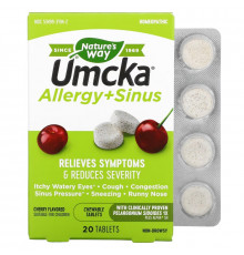Nature's Way, Umcka, Allergy + Sinus, Cherry, 20 Tablets