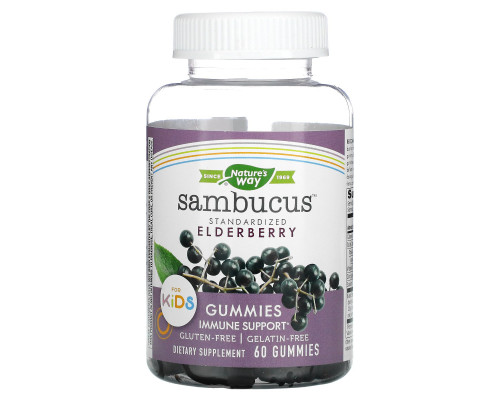 Nature's Way, Sambucus, жевательные таблетки для детей, 60 жевательных таблеток Nature's Way, Sambucus, жевательные таблетки для детей, 60 жевательных таблеток