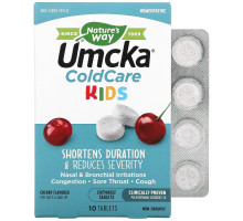 Nature's Way, Umcka, ColdCare Kids, For Ages 6 and Up, Cherry , 10 Chewable Tablets
