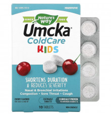 Nature's Way, Umcka, ColdCare Kids, For Ages 6 and Up, Cherry , 10 Chewable Tablets