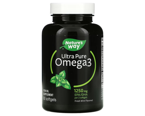 Nature's Way, Ultra Pure Omega3, Fresh Mint, 625 mg, 60 Softgels Nature's Way, Ultra Pure Omega3, Fresh Mint, 625 mg, 60 Softgels