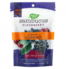 Nature's Way, Sambucus Elderberry, Vitamin C Lozenges, Wild Cherry Flavored, 24 Lozenges