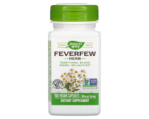 Nature's Way, Feverfew Herb, 380 mg, 100 Vegan Capsules Nature's Way, Feverfew Herb, 380 mg, 100 Vegan Capsules
