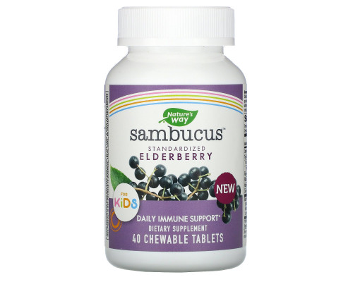 Nature's Way, Sambucus for Kids, Standardized Elderberry, 40 Chewable Tablets