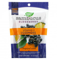 Nature's Way, Sambucus Elderberry, Vitamin C Lozenges, Tropical Flavored, 24 Lozenges