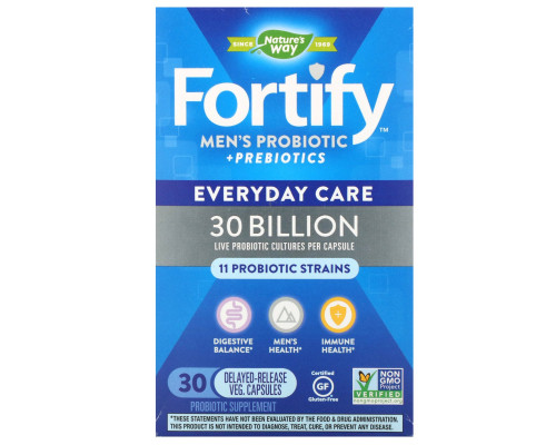 Nature's Way, Fortify Men's 30 Billion Probiotic, 30 Vegetarian Capsules
