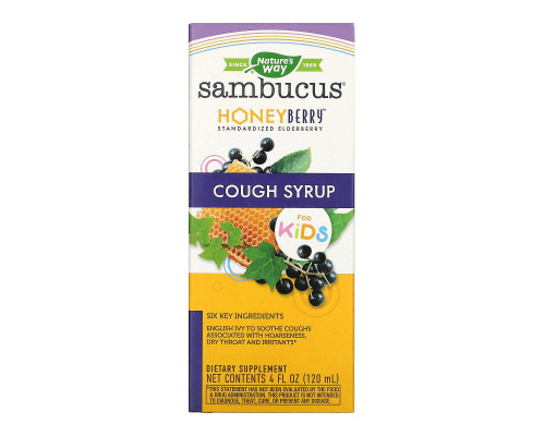 Nature's Way, Sambucus Kids HoneyBerry Cough Syrup, 4 fl oz Nature's Way, Sambucus Kids HoneyBerry Cough Syrup, 4 fl oz