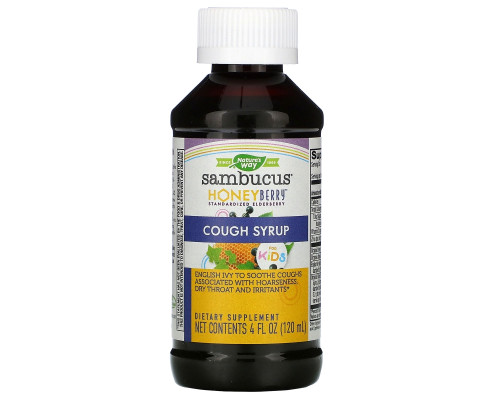 Nature's Way, Sambucus Kids HoneyBerry Cough Syrup, 4 fl oz Nature's Way, Sambucus Kids HoneyBerry Cough Syrup, 4 fl oz
