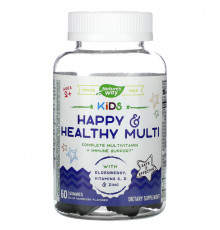 Nature's Way, Kids, Happy & Healthy Muliti, Ages 2 +, Blue Raspberry, 60 Gummies