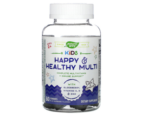 Nature's Way, Kids, Happy & Healthy Muliti, Ages 2 +, Blue Raspberry, 60 Gummies Nature's Way, Kids, Happy & Healthy Muliti, Ages 2 +, Blue Raspberry, 60 Gummies