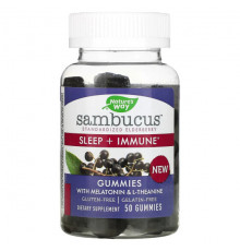 БАДы для укрепления иммунитета Nature's Way, Sambucus, Sleep + Immune, 50 Gummies