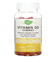 Nature's Way, Vitamin D3 Gummies, Mixed Fruit, 50 mcg (2,000 IU), 120 Gummies