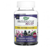 От гриппа и простуды Nature's Way, Sambucus Relief, поддержка иммунитета, бузина и южноафриканская герань, 60 жевательных таблеток