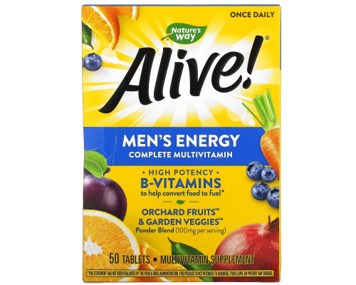 Nature's Way, Alive !, мультивитаминный комплекс для мужчин, 50 таблеток Nature's Way, Alive !, мультивитаминный комплекс для мужчин, 50 таблеток