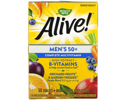 Nature's Way, Alive! Men's 50+ Complete Multivitamin, 50 Tablets Nature's Way, Alive! Men's 50+ Complete Multivitamin, 50 Tablets