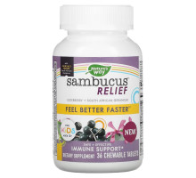Nature's Way, Sambucus Relief, Immune Support, For Kids, Ages 2+, Berry, 36 Chewable Tablets