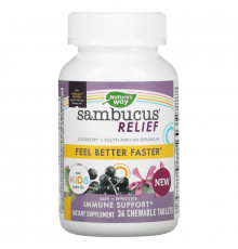 Nature's Way, Sambucus Relief, Immune Support, For Kids, Ages 2+, Berry, 36 Chewable Tablets