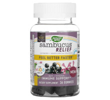 Nature's Way, Sambucus Relief, поддержка иммунитета, для детей от 2 лет, бузина и южноафриканская герань, 36 жевательных таблеток