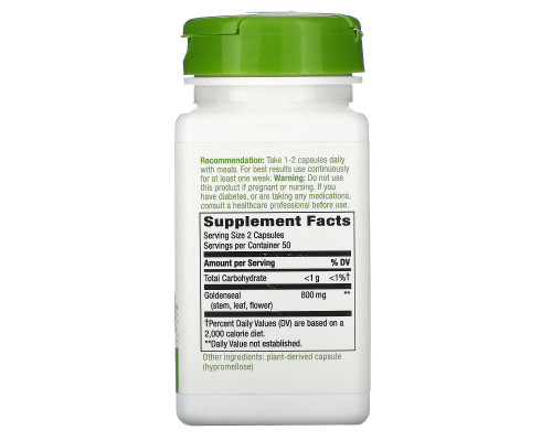 Nature's Way, Goldenseal Herb, 400 mg, 100 Vegetarian Capsules Nature's Way, Goldenseal Herb, 400 mg, 100 Vegetarian Capsules