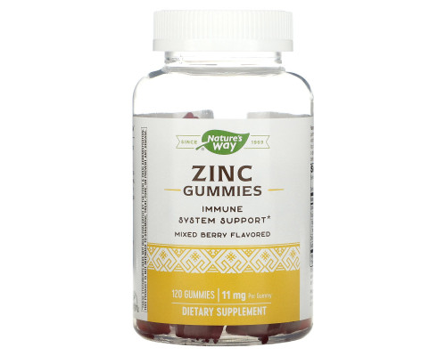 Nature's Way, Zinc Gummies, Mixed Berry , 11 mg, 120 Gummies Nature's Way, Zinc Gummies, Mixed Berry , 11 mg, 120 Gummies