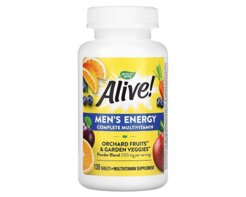 Nature's Way, Alive! Men's Energy Complete Multivitamin, 100 mg, 130 Tablets Nature's Way, Alive! Men's Energy Complete Multivitamin, 100 mg, 130 Tablets