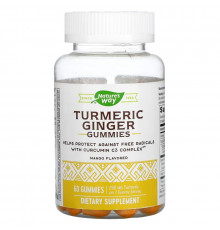 Nature's Way, Turmeric Ginger Gummies, Mango, 130 mg, 60 Gummies