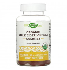 Nature's Way, Organic Apple Cider Vinegar Gummies, Apple, 250 mg, 60 Gummies