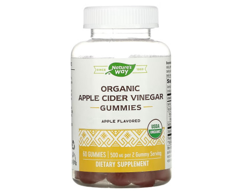Nature's Way, Organic Apple Cider Vinegar Gummies, Apple, 250 mg, 60 Gummies Nature's Way, Organic Apple Cider Vinegar Gummies, Apple, 250 mg, 60 Gummies