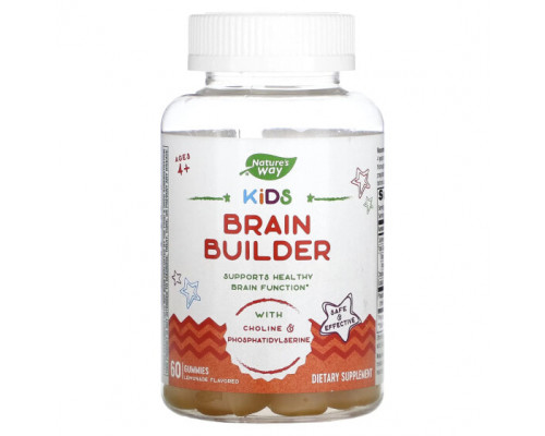 Улучшение памяти и работы мозга Nature's Way, Kids Brain Builder, для детей от 4 лет, лимонад, 60 жевательных таблеток Улучшение памяти и работы мозга Nature's Way, Kids Brain Builder, для детей от 4 лет, лимонад, 60 жевательных таблеток