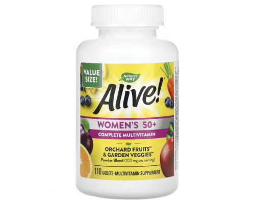 Витаминно-минеральные комплексы Nature's Way, Alive! Комплексные мультивитамины для женщин старше 50 лет, 110 таблеток Витаминно-минеральные комплексы Nature's Way, Alive! Комплексные мультивитамины для женщин старше 50 лет, 110 таблеток