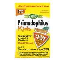 Nature's Way, Primadophilus, детский, апельсиновый, 3 млрд КОЕ, 30 жевательных таблеток