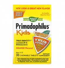 Nature's Way, Primadophilus, детский, апельсиновый, 3 млрд КОЕ, 30 жевательных таблеток