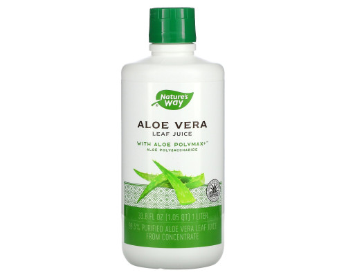 Nature's Way, Алоэ Вера, Листовой Сок 33.8 жидких унции (1 литр) Nature's Way, Алоэ Вера, Листовой Сок 33.8 жидких унции (1 литр)