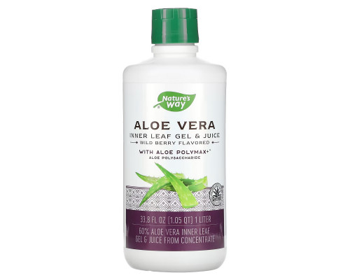 Nature's Way, Aloe Vera, Inner Leaf Gel & Juice with Aloe Polymax, Wild Berry, 33.8 fl oz (1 Liter) Nature's Way, Aloe Vera, Inner Leaf Gel & Juice with Aloe Polymax, Wild Berry, 33.8 fl oz (1 Liter)