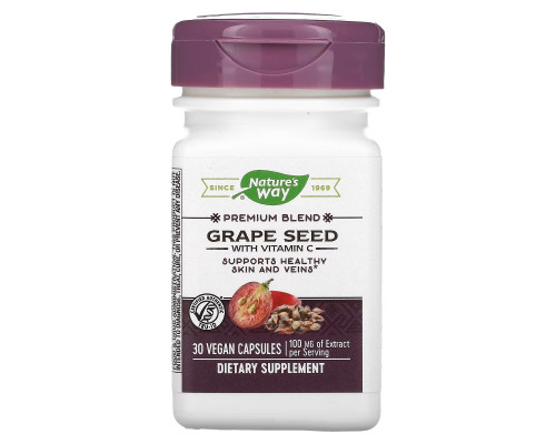 Nature's Way, Premium Blend, Grape Seed with Vitamin C, 100 mg, 30 Vegan Capsules