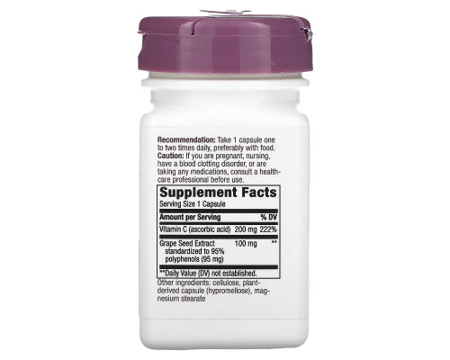 Nature's Way, Premium Blend, Grape Seed with Vitamin C, 100 mg, 30 Vegan Capsules