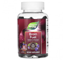 Улучшение памяти и работы мозга Nature's Way, Brain Fuel, виноград, 60 жевательных таблеток