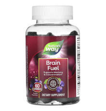 Улучшение памяти и работы мозга Nature's Way, Brain Fuel, виноград, 60 жевательных таблеток