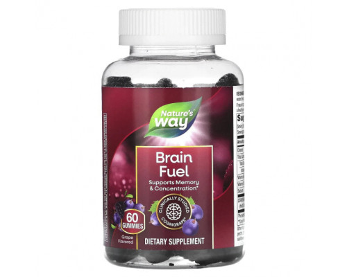Улучшение памяти и работы мозга Nature's Way, Brain Fuel, виноград, 60 жевательных таблеток Улучшение памяти и работы мозга Nature's Way, Brain Fuel, виноград, 60 жевательных таблеток