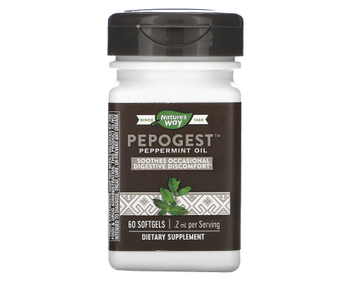 Nature's Way, Pepogest, Масло мяты, 60 гелевых капсул Nature's Way, Pepogest, Масло мяты, 60 гелевых капсул