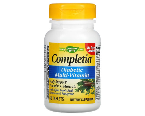 Nature's Way, Completia, Diabetic Multi-Vitamin, 60 Tablets Nature's Way, Completia, Diabetic Multi-Vitamin, 60 Tablets