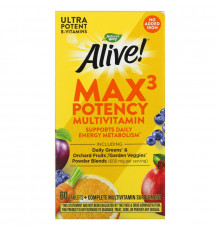 Nature's Way, Alive! Max3 Daily Multi-Vitamin, No Added Iron, 60 Tablets