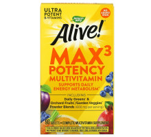 Nature's Way, Alive! Max3 Daily, Multi-Vitamin, No Added Iron, 90 Tablets